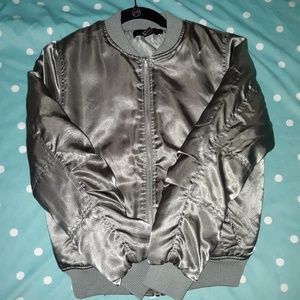 Forever 21 Satin Green Bomber Jacket